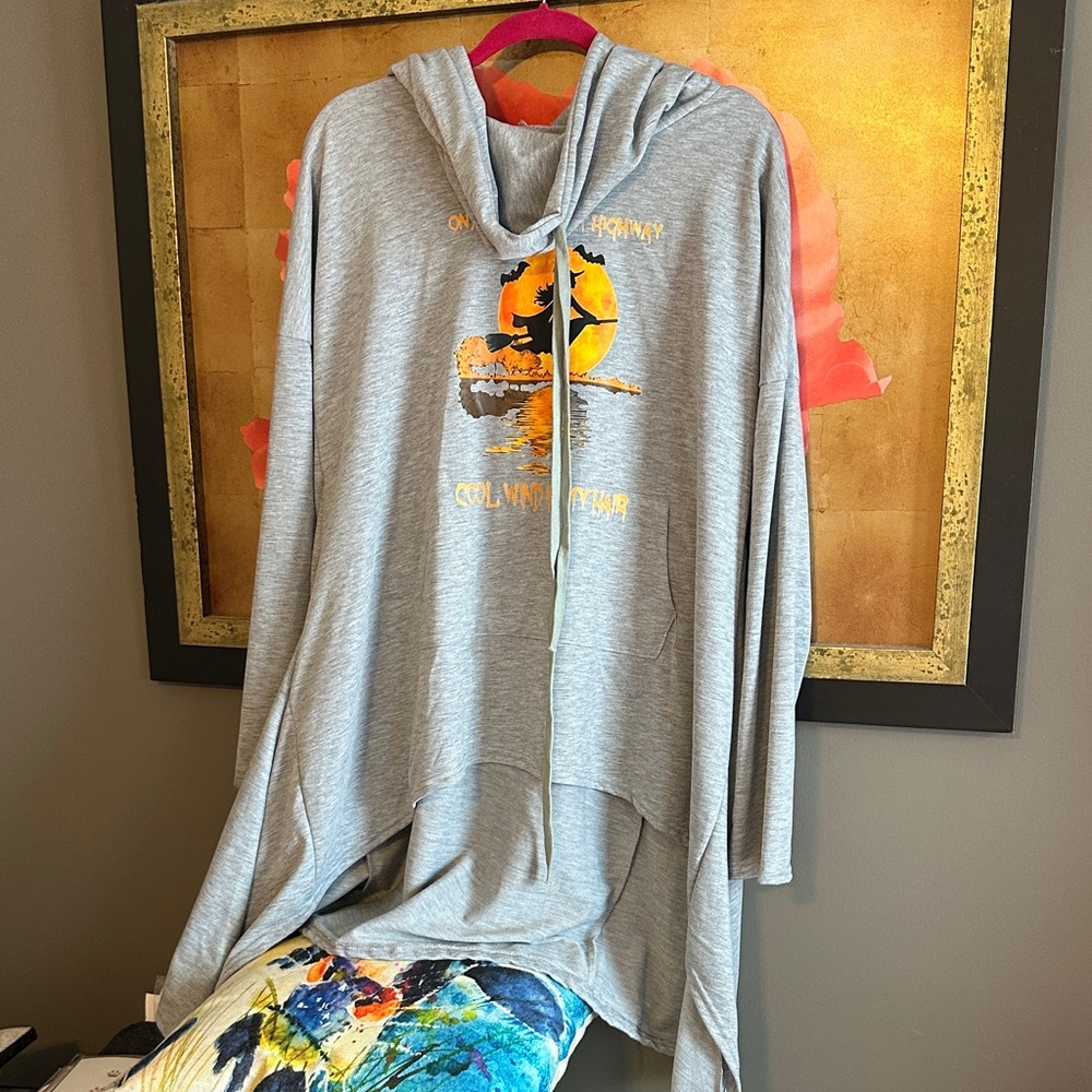 Gray Hoodie with Graphic Print